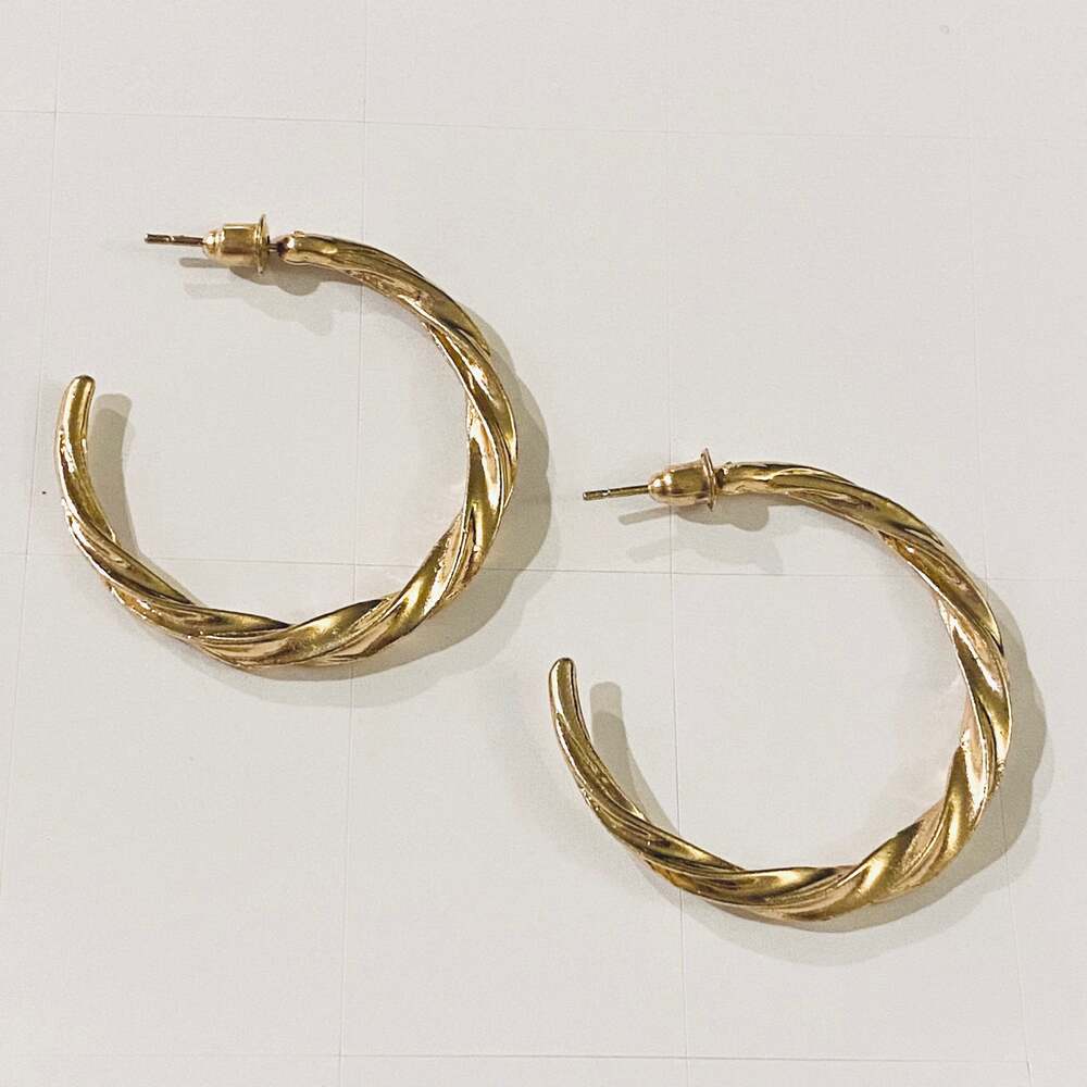 Gold Twisted Hoop Earrings